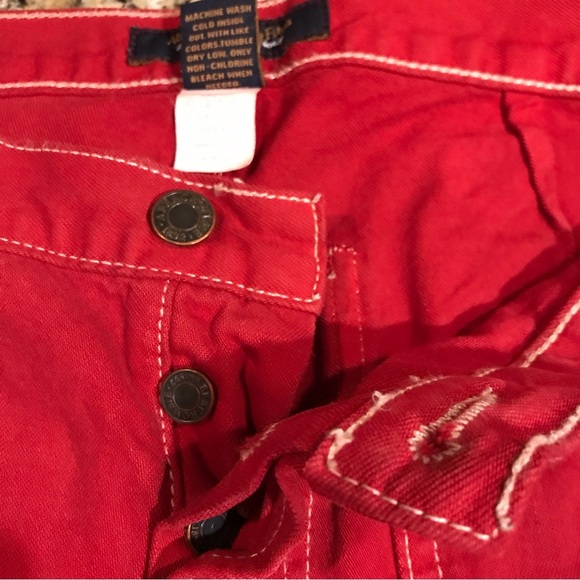 🦌VINTAGE RARE Abercrombie & Fitch Red Cropped Jeans - Picture 2 of 9